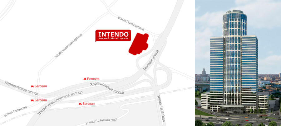 Intendo - создание сайтов - карта проезда